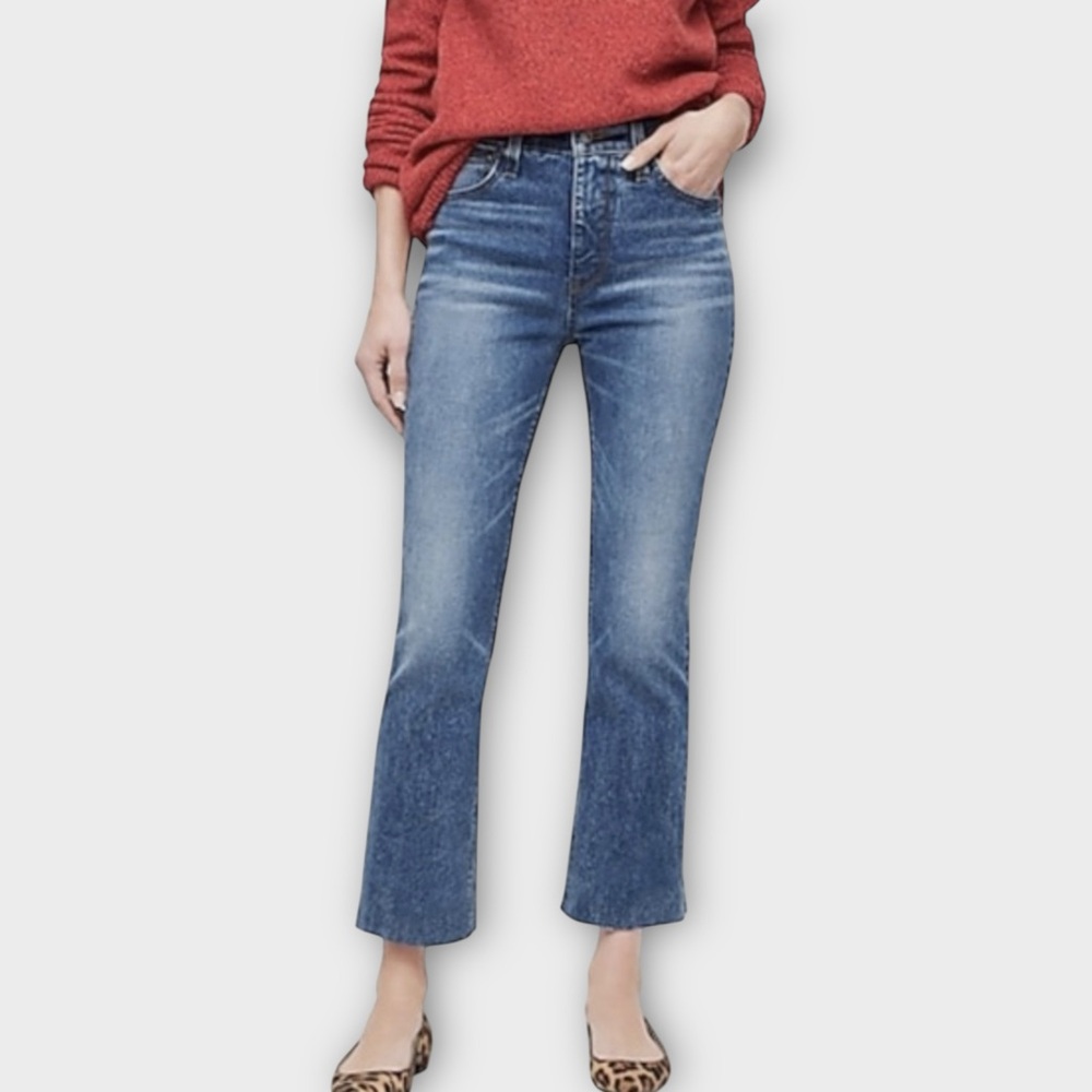 J. Crew Billie Demi Boot Crop Jeans 25 Modern High Rise Cropped Bootcut Raw Hem